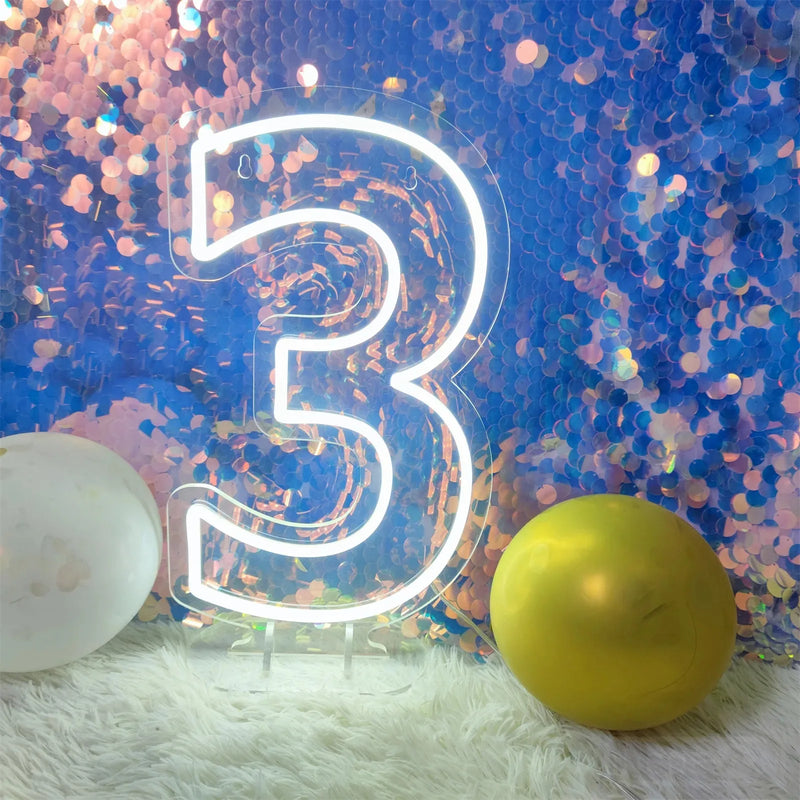 Néon LED chiffre d'anniversaire 40 cm, USB avec interrupteur