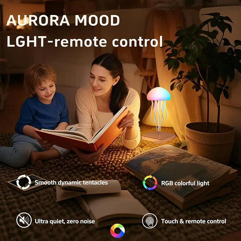 Lampe méduse LED, veilleuse rechargeable à 9 tentacules, télécommande