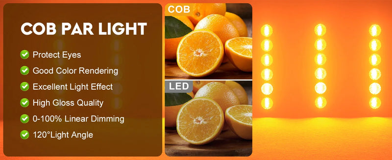 Projecteurs vintage 6 LED COB – lumière COB dorée comparée à une LED simple