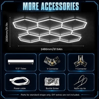 Kit éclairage LED hexagonal garage 3, 5, 8 ou 14 hexagones 6500 K