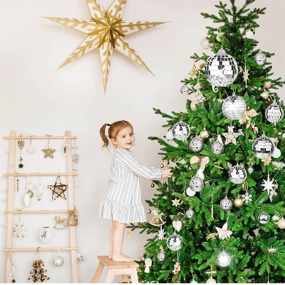Boules à facettes miroir pour sapin de Noël, 2 à 10 cm