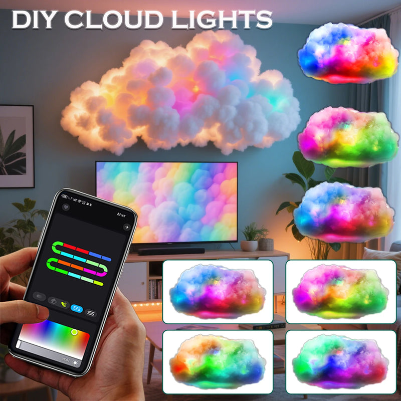 Nuage lumineux DIY – nuages colorés au mur et commande par application sur téléphone