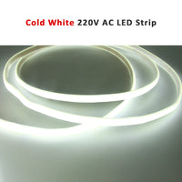 Ruban LED COB 220 V en silicone – ruban blanc froid en boucle