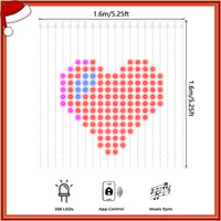 Rideau lumineux de Noël pour façade – motif en cœur, 1,6 x 1,6 m