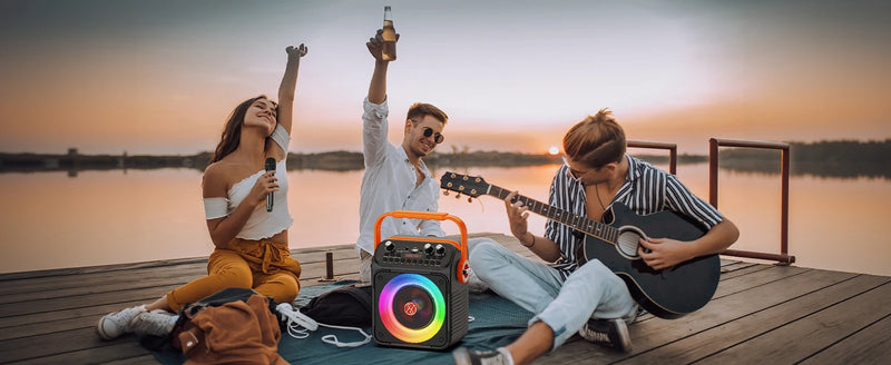 Enceinte karaoké familiale – enceinte lumineuse au coucher du soleil