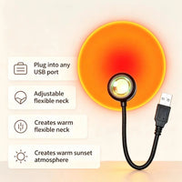 Lampe coucher de soleil USB à col flexible – branchement USB et col orientable