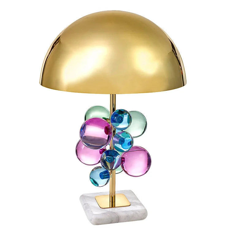 Lampe champignon à boules de verre et socle en marbre, lampe de table ou lampadaire