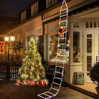 Échelle lumineuse de Noël avec Père Noël grimpeur, 8 modes, USB, 1,6 m ou 3 m