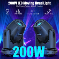 Lyre LED 3 en 1 200 W – bannière avec deux lyres et modes automatique, DMX512, son et maître-esclave