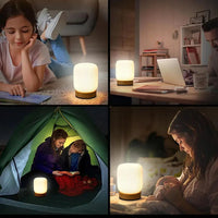 Lampe de table sans fil cannelée – quatre scènes d'utilisation : lecture, bureau, tente, chambre