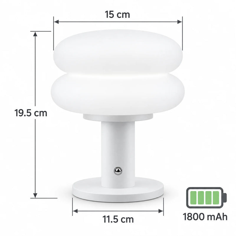 Lampe champignon double dôme à 3 teintes de lumière, USB ou batterie