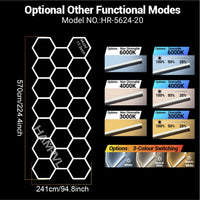 Éclairage LED hexagonal garage modulable, 1 à 25 hexagones, cadres et chevrons