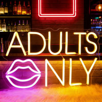 Néon LED déco bar et salle de jeux – modèle « Adults Only » avec lèvres, 35 x 21 cm
