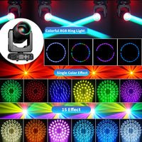 Lyre beam 7R 230 W à halo LED RGB, zoom de 0 à 4°, 14 gobos, DMX 18 canaux