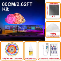 Nuage lumineux DIY – kit 80 cm avec ruban LED de 10 m, fibre de polyester, colle, contrôleur et télécommande