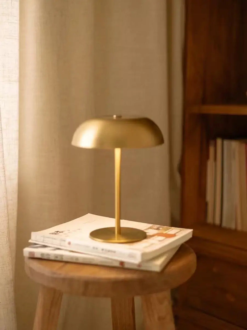 Lampe champignon métal sans fil rechargeable, commande tactile, 21 cm