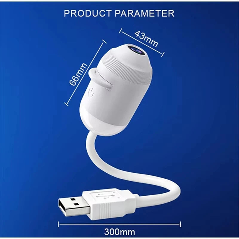 Projecteur galaxie USB tactile – dimensions de la lampe : 66 mm de haut, 43 mm de large, 300 mm de câble