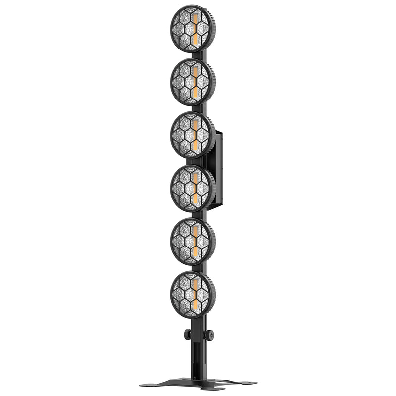 2 colonnes lumineuses vintage à 6 LED COB dorées et RGB, DMX, 140 cm