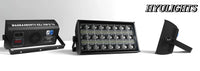 Lot de 4 stroboscopes LED 300 W – face arrière, face avant et profil de l'appareil