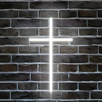 Néon LED croix lumineuse blanche, USB, 24 x 13,6 cm