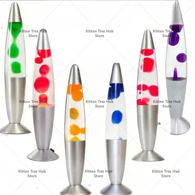 Lampe à lave géante 41 cm, 7 versions, base argentée, prise européenne