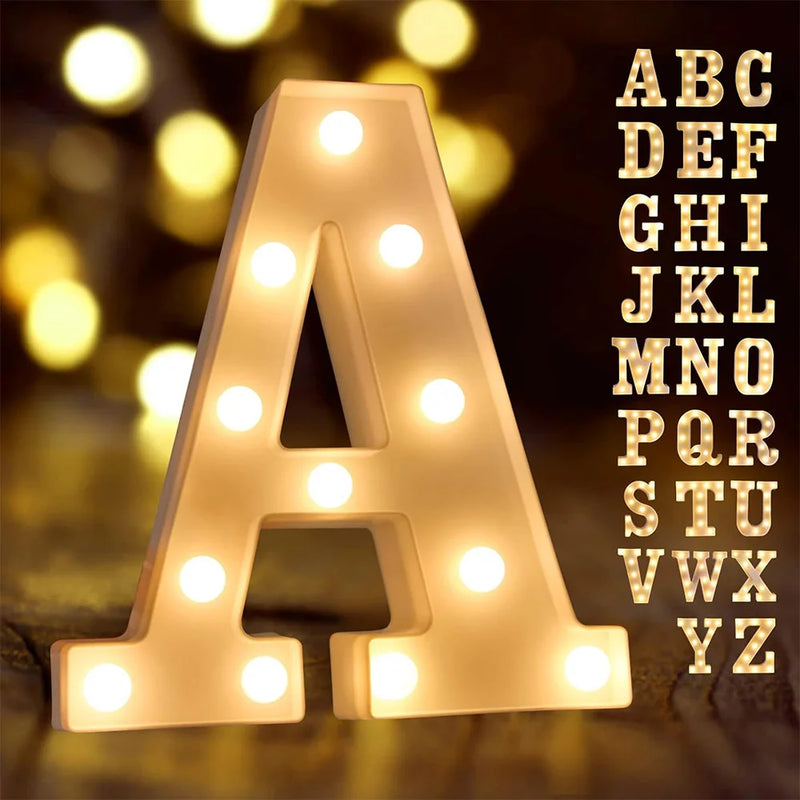 Lettre lumineuse LED 16 cm à piles, A à Z, esperluette et cœur rouge