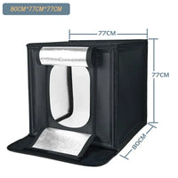 Boîte à lumière photo LED – cotes du format 77 x 77 x 80 cm