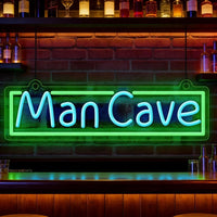 Néon LED déco bar et salle de jeux – modèle « Man Cave » en vert, 40 x 9 cm