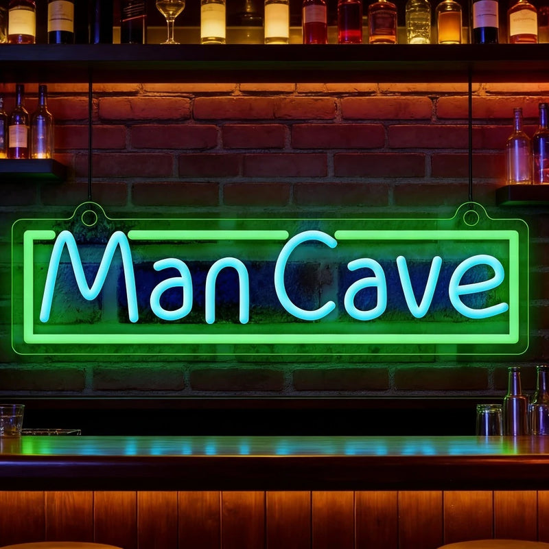 Néon LED déco bar et salle de jeux – modèle « Man Cave » en vert, 40 x 9 cm