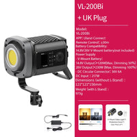 Lumière COB vidéo 120 ou 200 W bicolore ou RGB, application, V-Mount