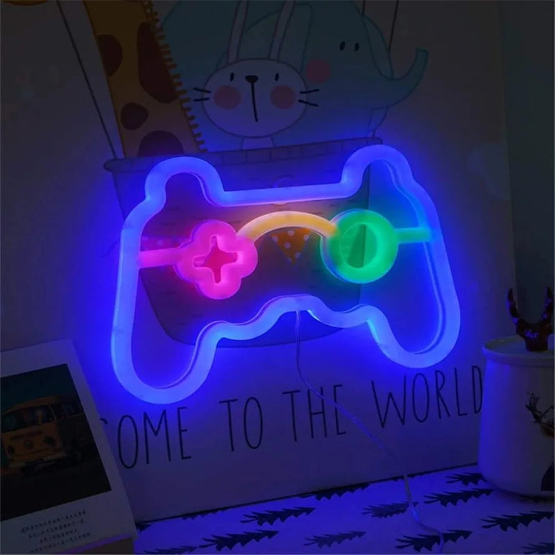 Néon LED manette de jeu gaming, USB, 24 x 16,5 cm