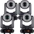 Lot de 2 ou 4 lyres LED 3 en 1 beam, spot et wash à halo RGB, 2 prismes, DMX 20 canaux
