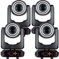 Lot de 2 ou 4 lyres LED 3 en 1 beam, spot et wash à halo RGB, 2 prismes, DMX 20 canaux