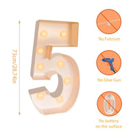 Chiffre lumineux géant 73 cm – chiffre 5, hauteur 73 cm