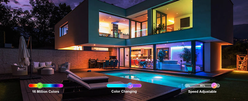 Barre LED murale RGB – mise en lumière d'une villa et de sa piscine