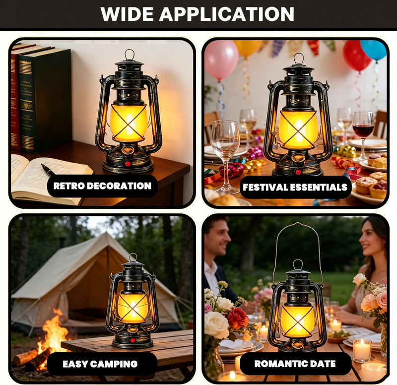 Lanterne LED rétro – quatre usages : décoration, fête, camping et dîner
