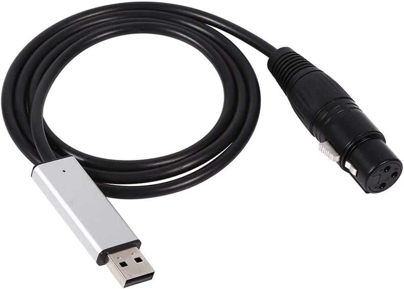 Câble interface USB vers DMX512 – câble enroulé avec prise USB et prise XLR femelle