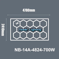Plafonnier LED hexagonal – schéma du format 14 hexagones avec bordure, 478 x 241 cm
