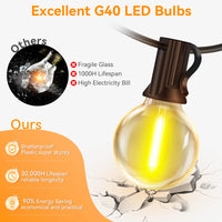 Guirlande guinguette extérieur 30 m, 30 ampoules LED G40, télécommande