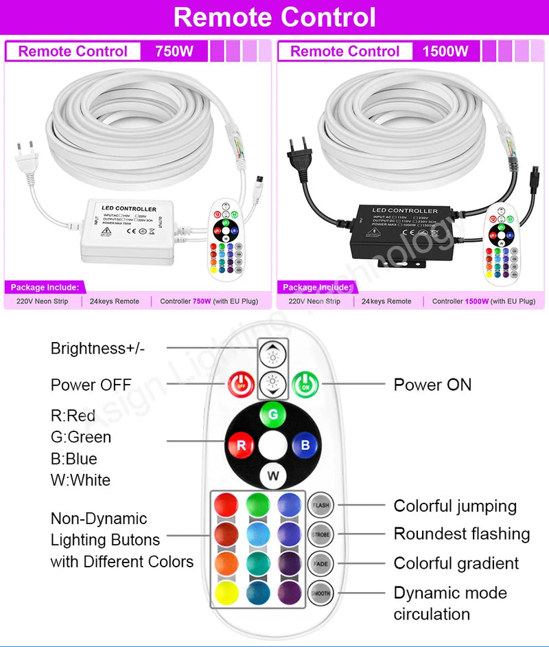 Ruban néon LED RGB 220 V – vue 19