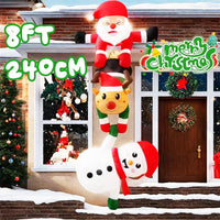 Père Noël, renne et bonhomme de neige gonflables LED de 2,4 m