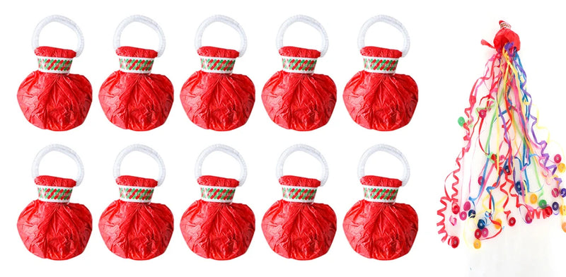 Banderoles à lancer pour mariage – lot de 10 poppers rouges avec banderoles multicolores