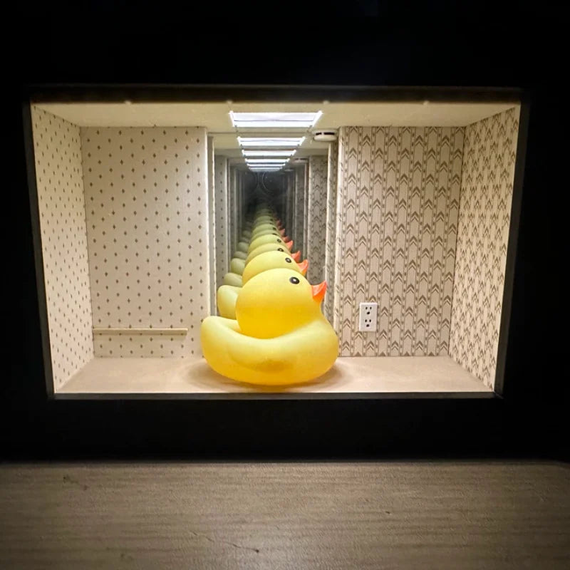Miroir infini LED boîte à ombre cadre en bois pour figurines