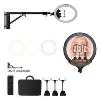 Anneau lumineux 45 cm – version télécommande et mallette, support mural de 135 cm