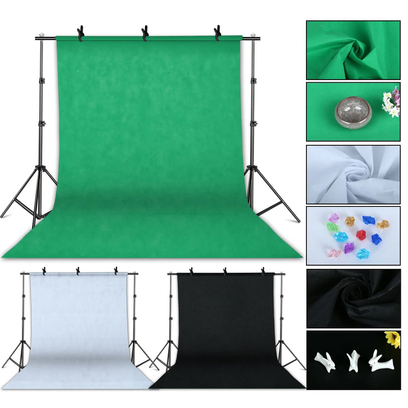 Kit studio photo à la pièce : 4 kits softbox et 4 cadres de fond de 2,4 x 4 m, 12 articles