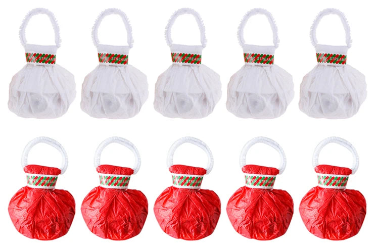 Banderoles à lancer pour mariage – lot mixte de 5 poppers blancs et 5 poppers rouges