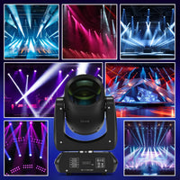 Lyres LED beam 200 W – ambiances de scène avec faisceaux colorés