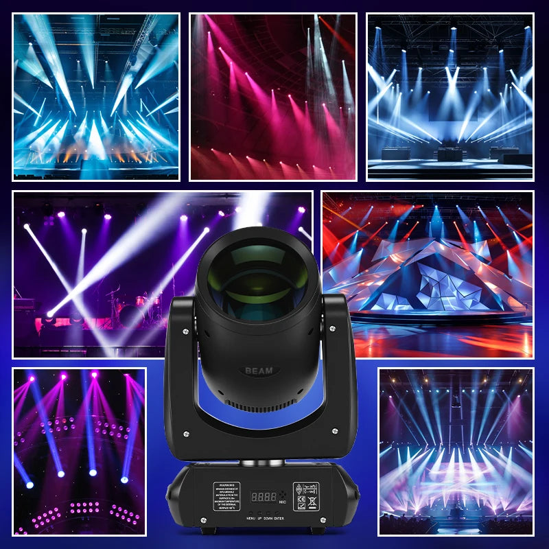 Lyres LED beam 200 W – ambiances de scène avec faisceaux colorés