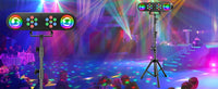 Jeu de lumière 4 en 1 sur trépied – faisceaux colorés des boules magiques et des LED