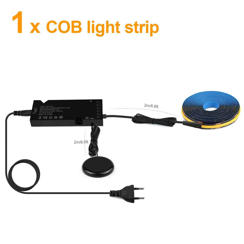Ruban LED COB noir – kit d'un ruban avec boîtier et capteur